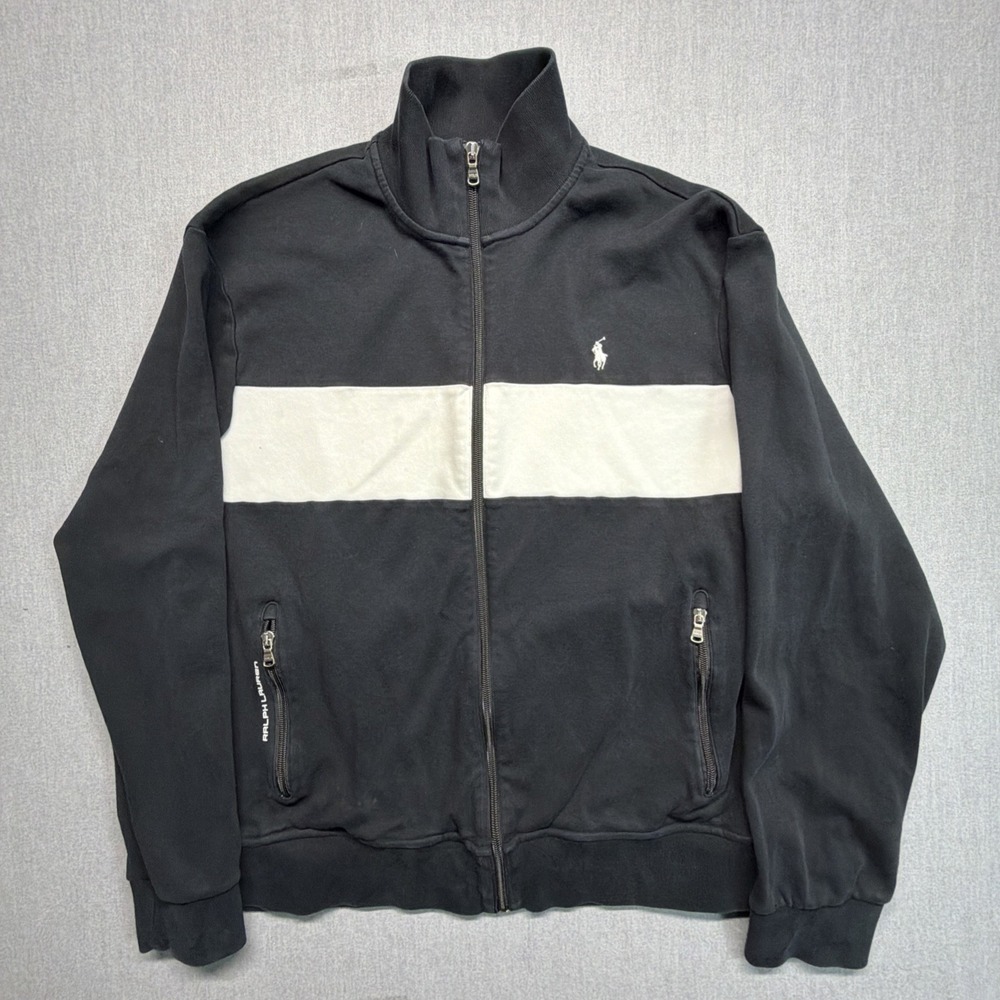 Polo Ralph Lauren Jacket Mens XL Black Performance Full Zip Track Sweatshirt
